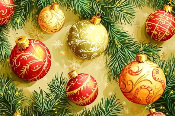 Download Xmas New Year's Pattern with Balls - Premium Resources