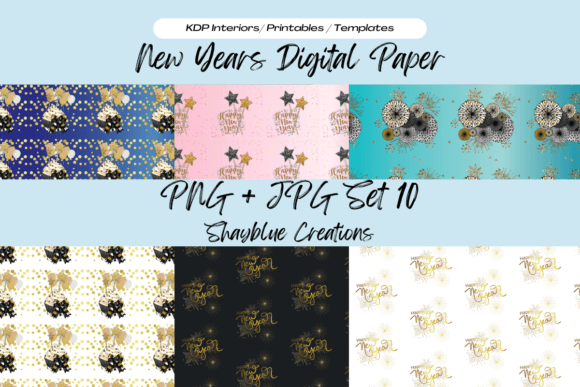 Download New Year's Digital Pattern Paper Set - Premium Bundle