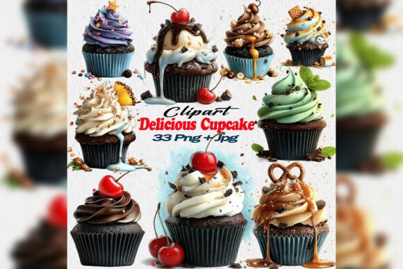 Download Whimsical Cupcake Clipart PNG Bakery Set - Cake Collection