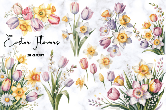 Download Easter Flowers Watercolor Clipart - Easter Collection