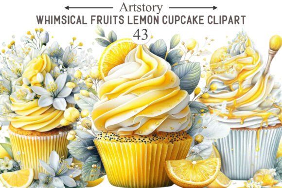 Download Whimsical Fruits Lemon Cupcake Clipart - Cake Collection